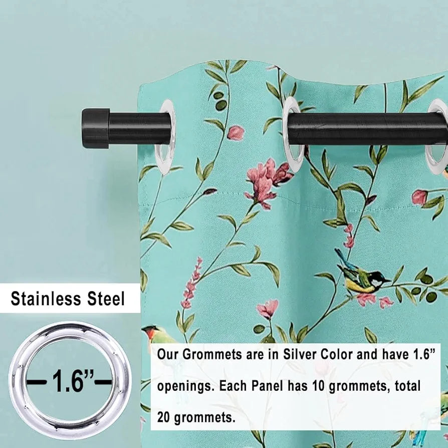 Cloth Fusion 100% Blackout Printed Premium Window Curtains 5 Feet Long Set of 2, Noise Reducing Blackout Curtains 5 Feet for Window with Grommet for Home Decor 