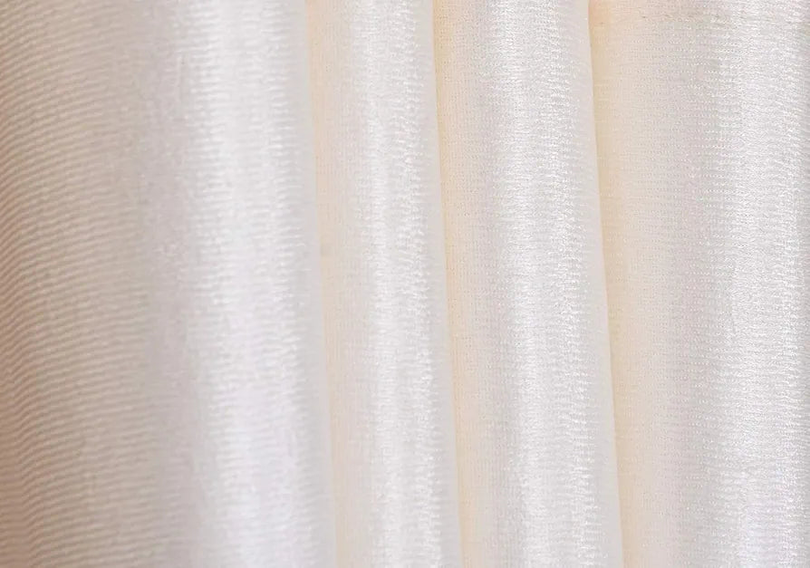 Homefab India Set of 2 Royal Silky Solid Cream Window Curtains - 5 feet, Light Filtering, Stainless Steel Eyelets