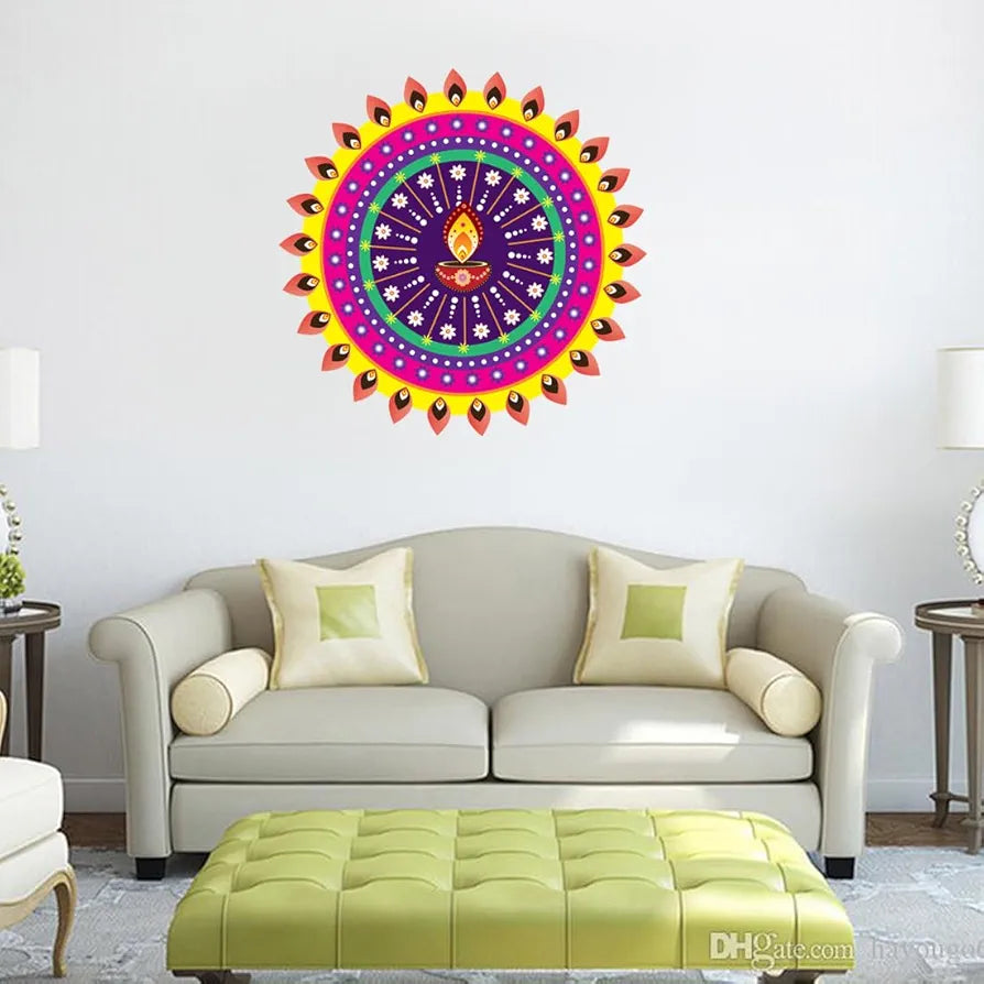 Rangoli Vinyl Wall Sticker Self-Adhesive Wall Decor for Home, Office, Bedroom, and Living Room Décor Easy to Apply & Peel. Parent 2, Design-10