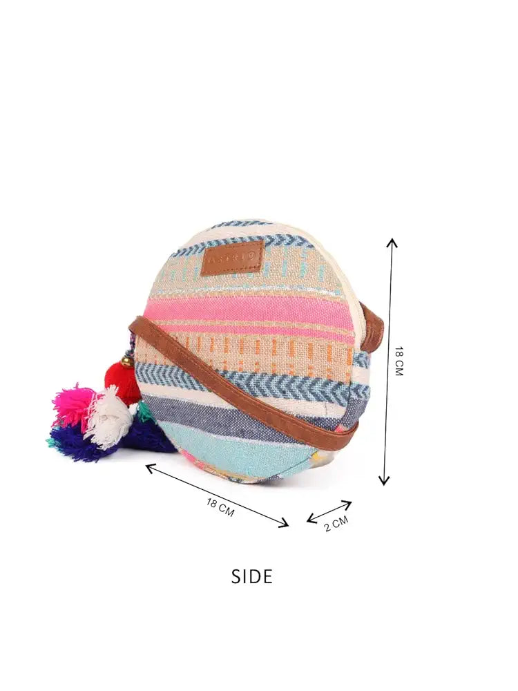ASTRID Handmade Macrame Flap Over Sling Bag For Girls And Women