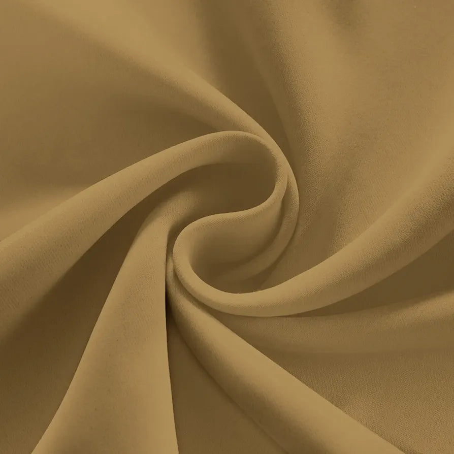 Divine Casa Super Satin Blackout Door Curtains Pack of 2 | Solid Panels for Complete Light Block | Size 7 Feet | Silky Touch & Thermal Insulation | Cool Beige