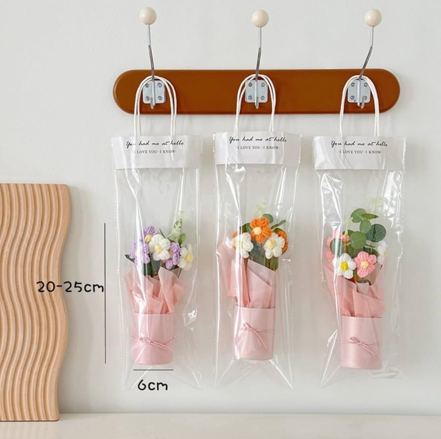 VRB Dec 1pcs Artificial Crochet Flower Bouquet/Artificial Flowers Bunch/Crochet flowers bouquet/Crochet flowers/Flowers Bouquet Gift for Girls Home Decor,gifting,etc. 