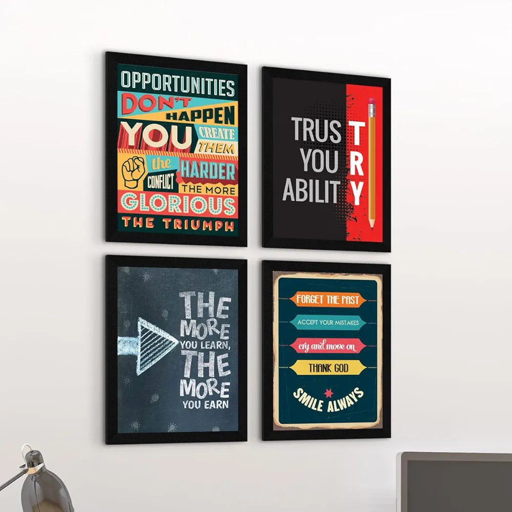 ArtX Paper Motivational Quotes Wall Frames, Multicolor, Inspirational, 10X13 inches each, 20 X 26 inches, Set of 4 