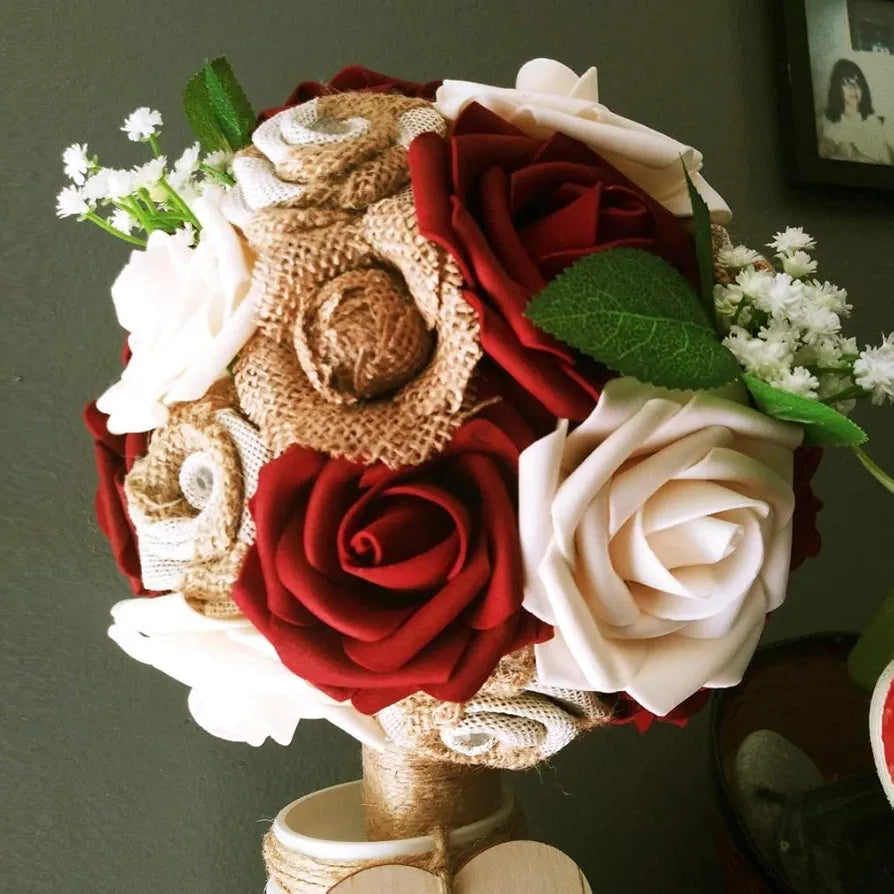 Higfra Artificial Flowers Blush Fake Roses Real Looking Foam Roses with Stem for DIY Wedding Bouquets Centerpieces Bridal Shower Party Home Decorations – Blush