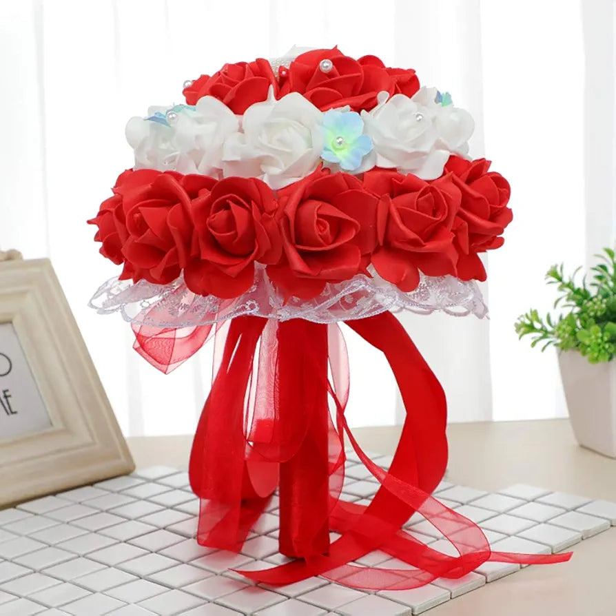 IPOPU 100 Pcs Artificial Flowers Roses Flower Heads Coral Red Foam Fake Roses for DIY Craft Wedding Centerpieces Arrangements Party Baby Shower Cake Decor Home Decorations 