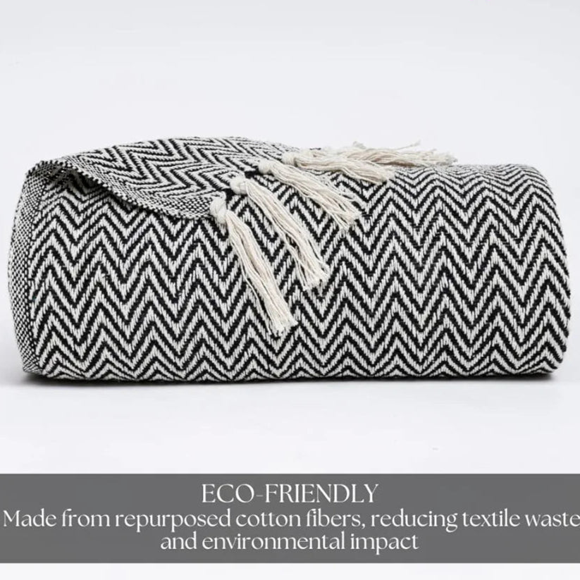 HOMADORN All Season Cotton Weaved Throw Blanket for Bed/Sofa 50x70 INCHES 