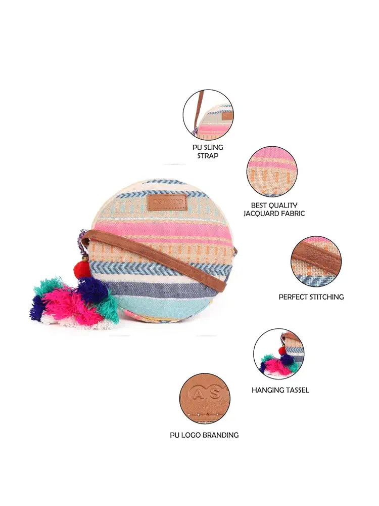ASTRID Handmade Macrame Flap Over Sling Bag For Girls And Women