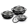 Cello Glitter Casserole With Inner Steel | Insulated Stainless Steel Inner Body Casserole Set for Meal | Set Of 3