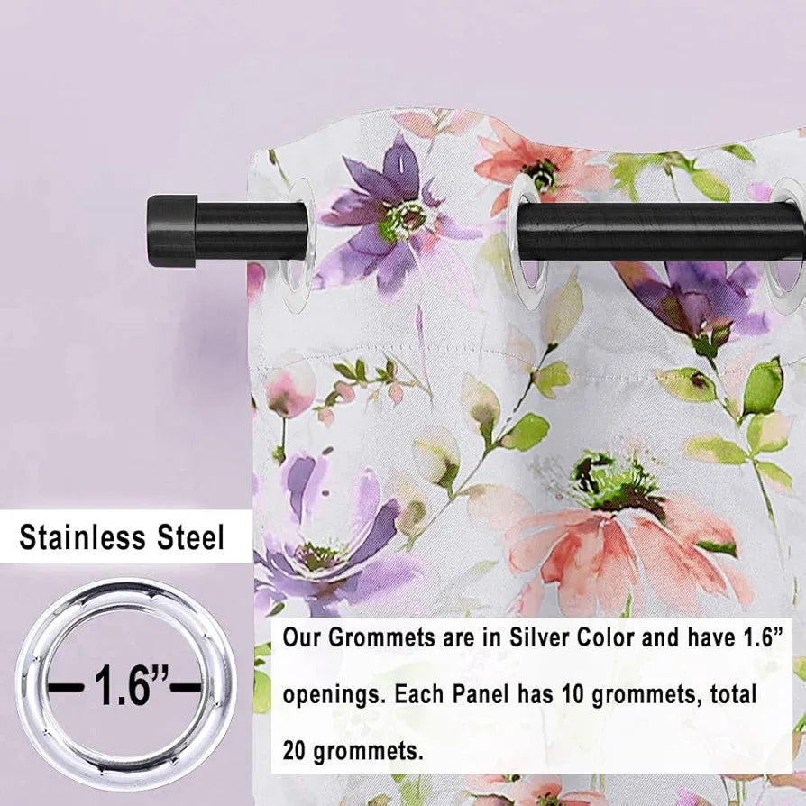 Cloth Fusion 100% Blackout Printed Premium Window Curtains 5 Feet Long Set of 2, Noise Reducing Blackout Curtains 5 Feet for Window with Grommet for Home Decor 