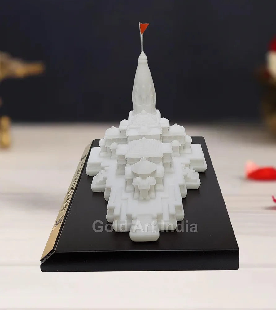Gold Art India Ram Mandir Ayodhya Clear White - Minature for Car Dashboard, Gifting, Puja Room, Office Desk, Home Decor 