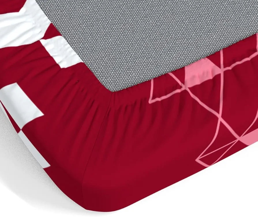 Dreamscape 100% Cotton King Fitted Bedsheet with 2 Pillow Covers - 