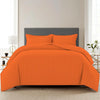 Trance Home Linen Zippered 100% Cotton 200 TC Satin Stripe Queen Duvet Cover Quilt Cover with 2 Pillow Covers Colour Orange