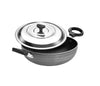 Crystal Classic Series Non-Stick Kadai with Steel Lid| 225 mm - 732 gms