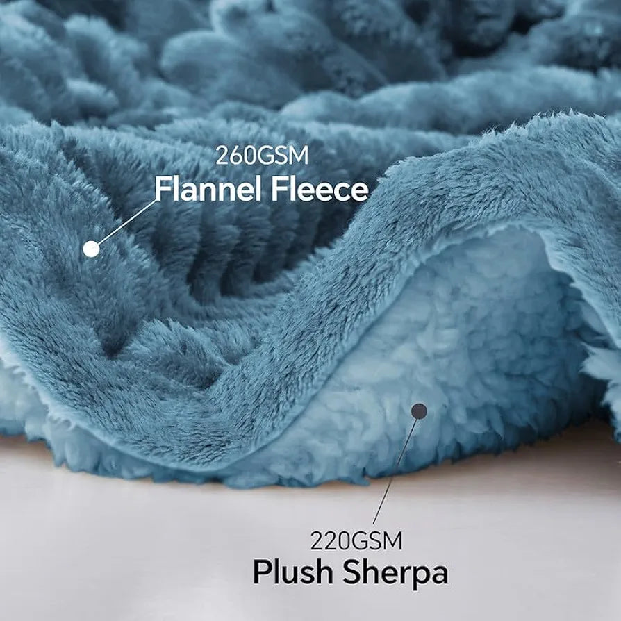 HOMEKART Pencil Pattern Flannel Fleece Sherpa Blanket – 220 x 150 cm, Soft, Plush, Fluffy Season/AC and Mild Winter Reversible Blanket - Single Bed 