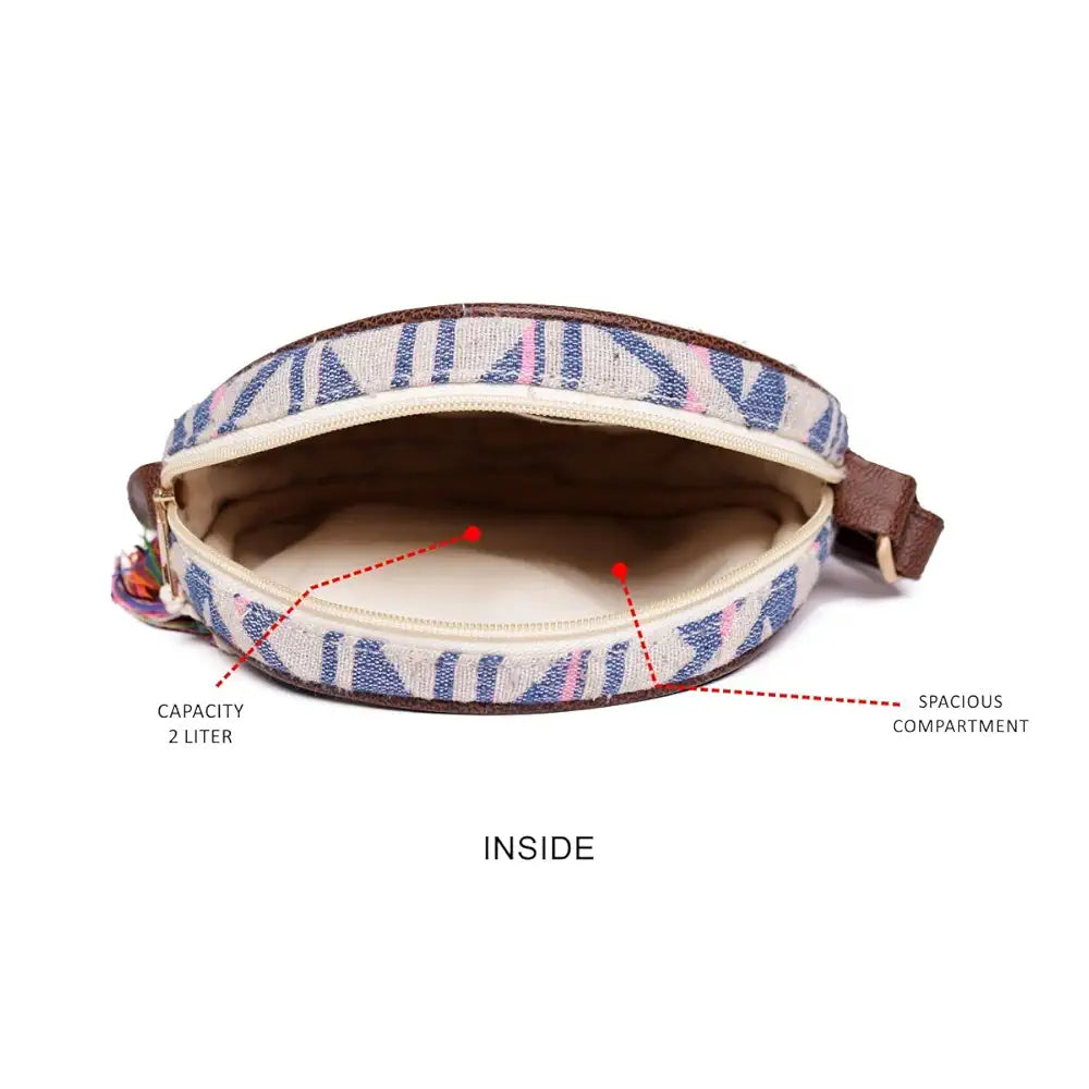 ASTRID Round Sling Bag With Pompoms For Girls And Women