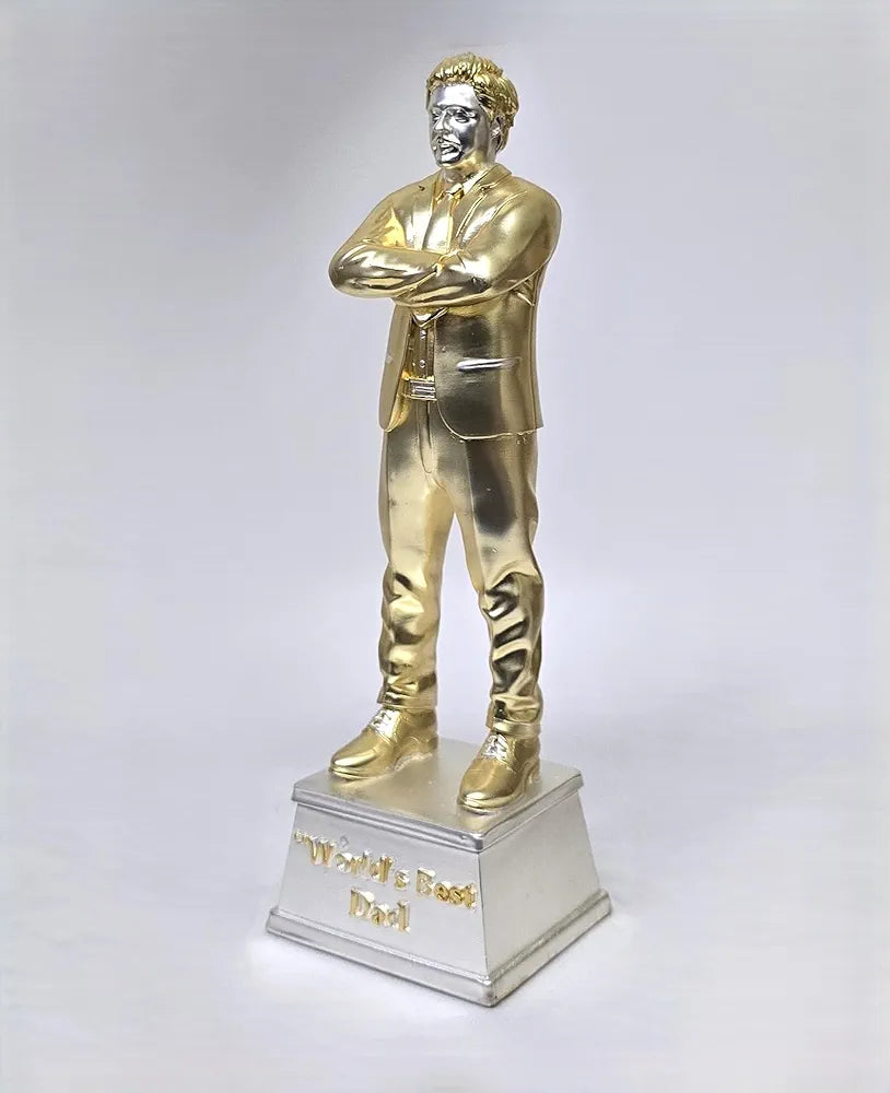 Gold Art India Best Father Figurine Gold & Silver Plated Matte | Trophy for Father | Fathers Birthday | Study Table | Office Desk , 9'' Inch