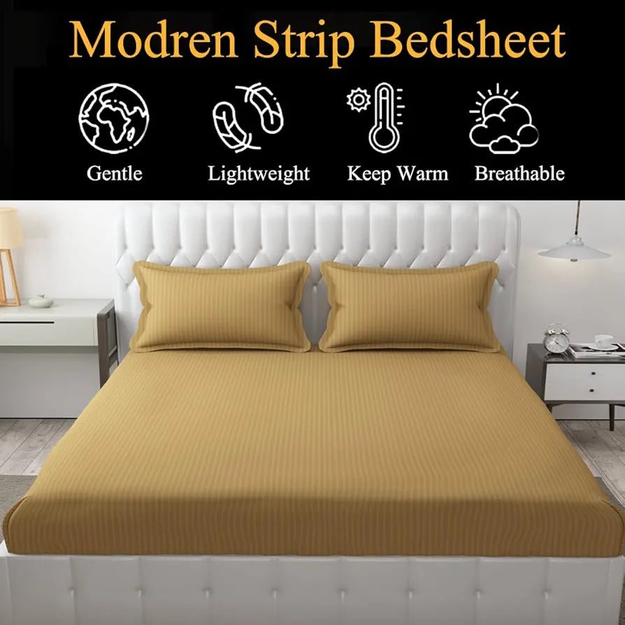 FRESH FROM LOOM Microfiber Wrinkle Resistant|Soft Skin Safe|Breathable Queen Size Flat Solid Bedsheets|Hotel & Home|Double Bedsheet Set With 2 Pillow Covers 144 TC 