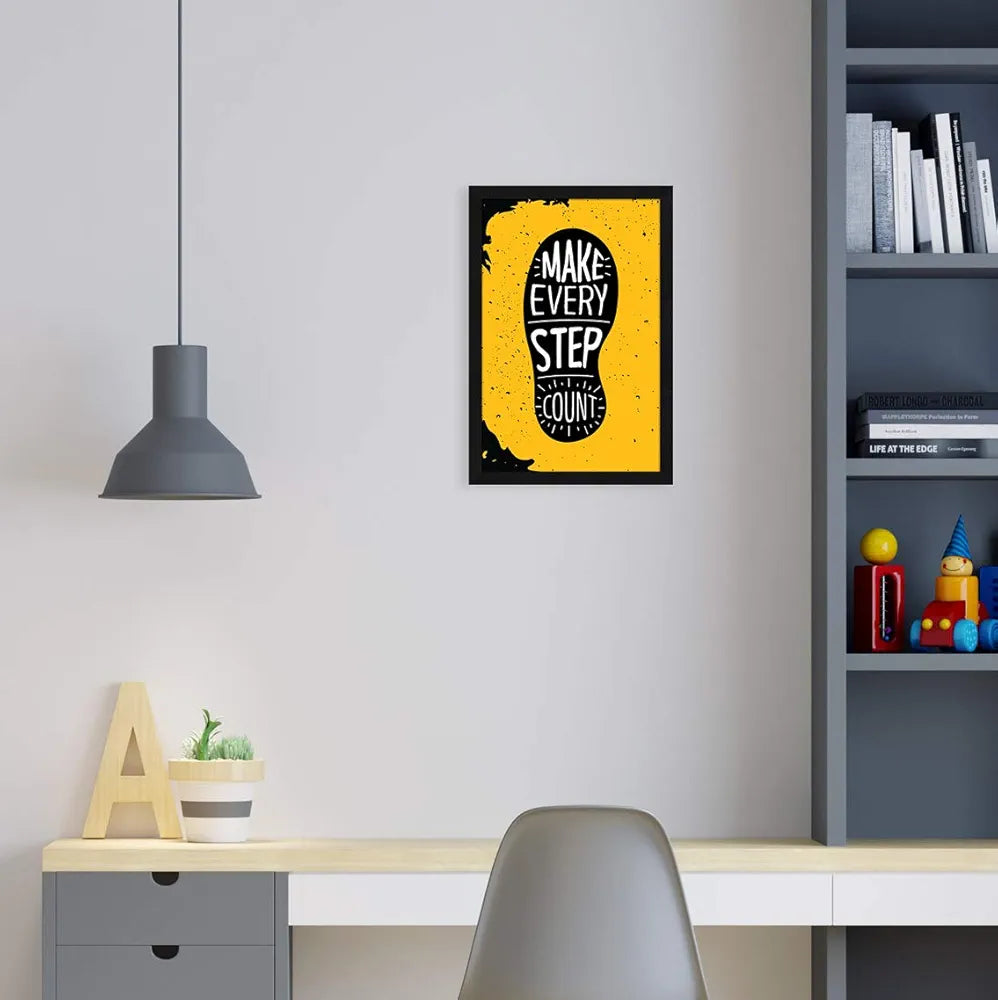 ArtX Paper Motivational Quote Make Every Step Count Wall Frame Art Painting, Multicolor, Motivational, 12.5 X 18.5 Inch, Set of 1