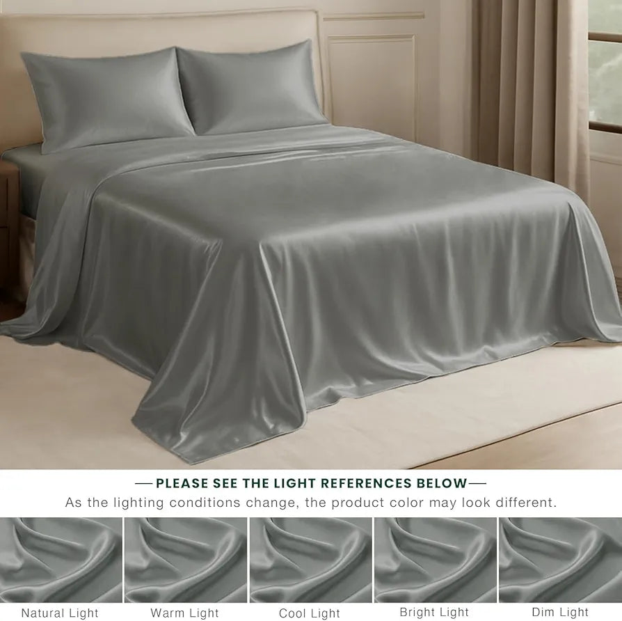 Cloth Fusion Satin Bedsheet for King Size Bed, Perfect for Romantic Night, Excellent Gift for All Celebrations, Set of 1 Satin Sheet 108