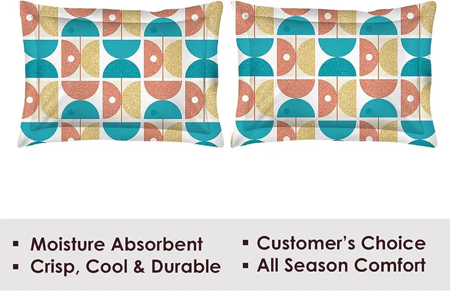 Layers Duracount Bedsheet Set for All Seasons - Lightweight, Moisture Absorbent, Machine Washable & Easy to Care - Gift for Housewarming & More - 225 CVC - King Size 