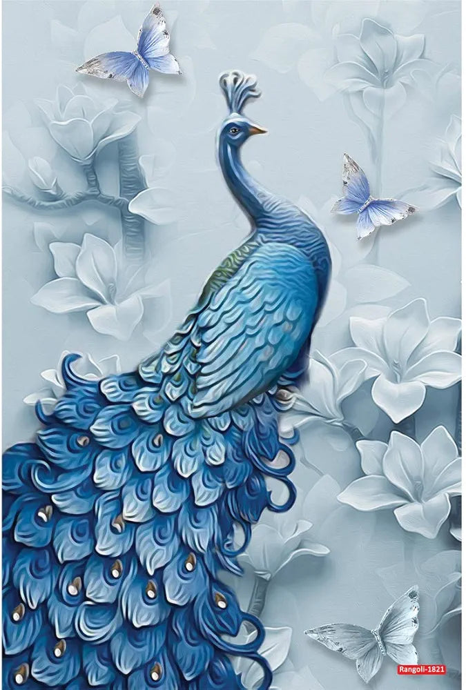 Rangoli Peacock Wall Sticker 12x18 Sheet – Elegant Self Adhesive Home Décor for Living Room, Bedroom & Walls. Design-4