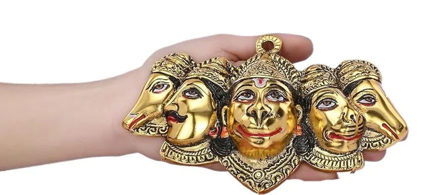 CHHARIYA CRAFTS Metal Panchmukhi Hanuman ji Murti Bajrangbali Idol Wall Door Entrance Statue for Home Decor Gift Item Protection from Evil Eye Decorative Showpiece - 10 cm?