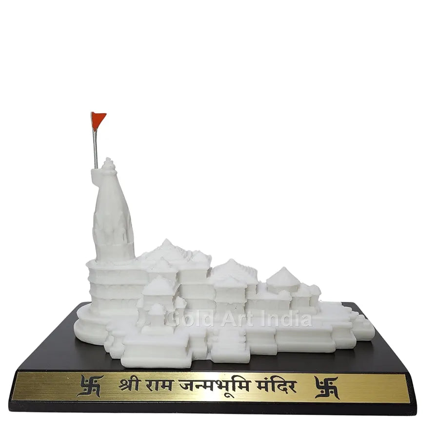Gold Art India Ram Mandir Ayodhya Clear White - Minature for Car Dashboard, Gifting, Puja Room, Office Desk, Home Decor 