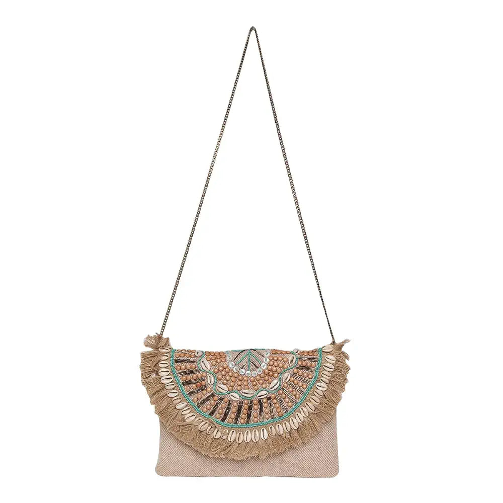 ASTRID Handmade Macrame Flap Over Sling Bag For Girls And Women