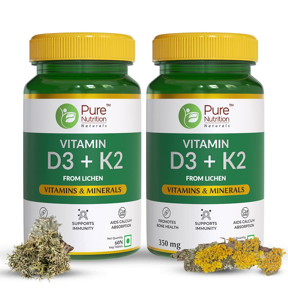 Pure Nutrition Naturals Vitamin D3 Plus K2 60 tabs Swadesii
