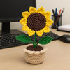 Crochet Sunflower in Pot Decorative Table Showpiece Cute Woolen Flower