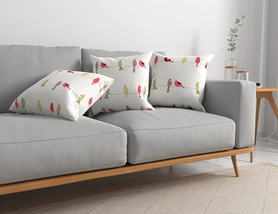 Urban Space Decorative Cotton Cushion Cover Set of 3, 16 inch x 16 inch Cushion Covers for Sofa, Bedroom, Living Room 