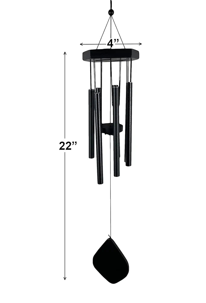 Digant Handcrafted Black 7 Metal Pipes Wind Chime Home Balcony & Office Positive Energy Aluminum Meditation and Best Gift for Birthday Anniversary Home VASTU and Return Gift Black