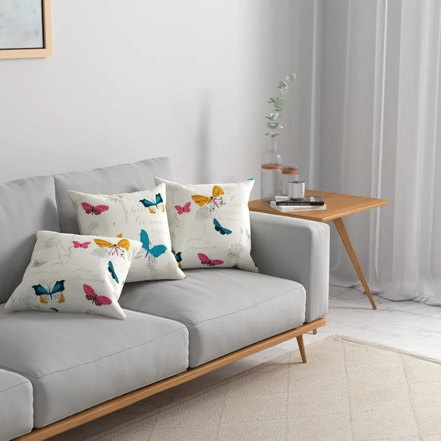 Urban Space Decorative Cotton Cushion Cover Set of 3, 16 inch x 16 inch Cushion Covers for Sofa, Bedroom, Living Room 