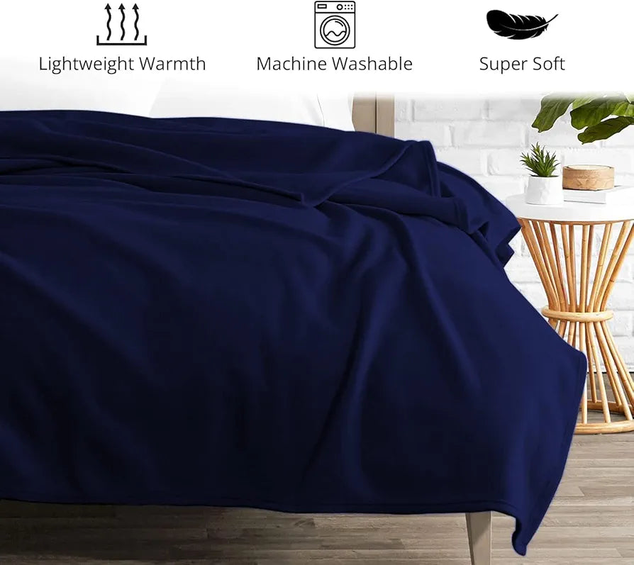STARNSTYLE Polar Fleece Blanket Warm & Cozy - Premium Fleece Blanket - Blanket for Single Bed, Sofa, Camping, Travel and Cold Nights - Lightweight Blanket  Blue