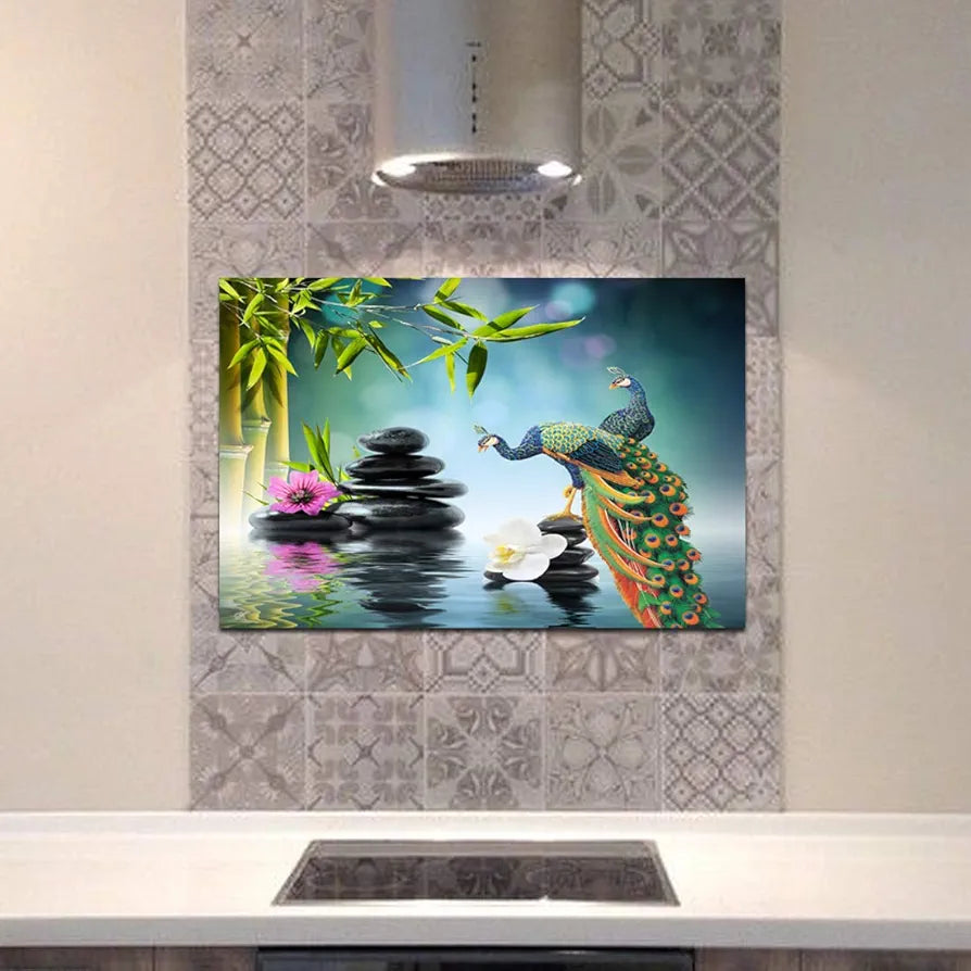 Rangoli Design PVC Stickers Waterproof Laminated Wall Stickers Stylish Kitchen Art 70or50 cm Size Pack of 1