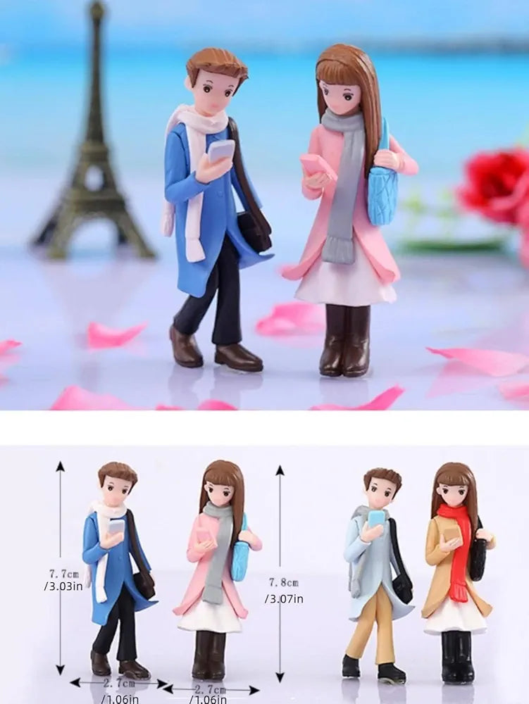 SATYAM KRAFT 2 Couple Resin Set Couple Miniature Romantic Showpiece | Gift for Him/Her, Mother's Day, Girlfriend, Boyfriend, Wife, Husband, Lover | Wedding Cake Topper, Home and Bedroom Decor