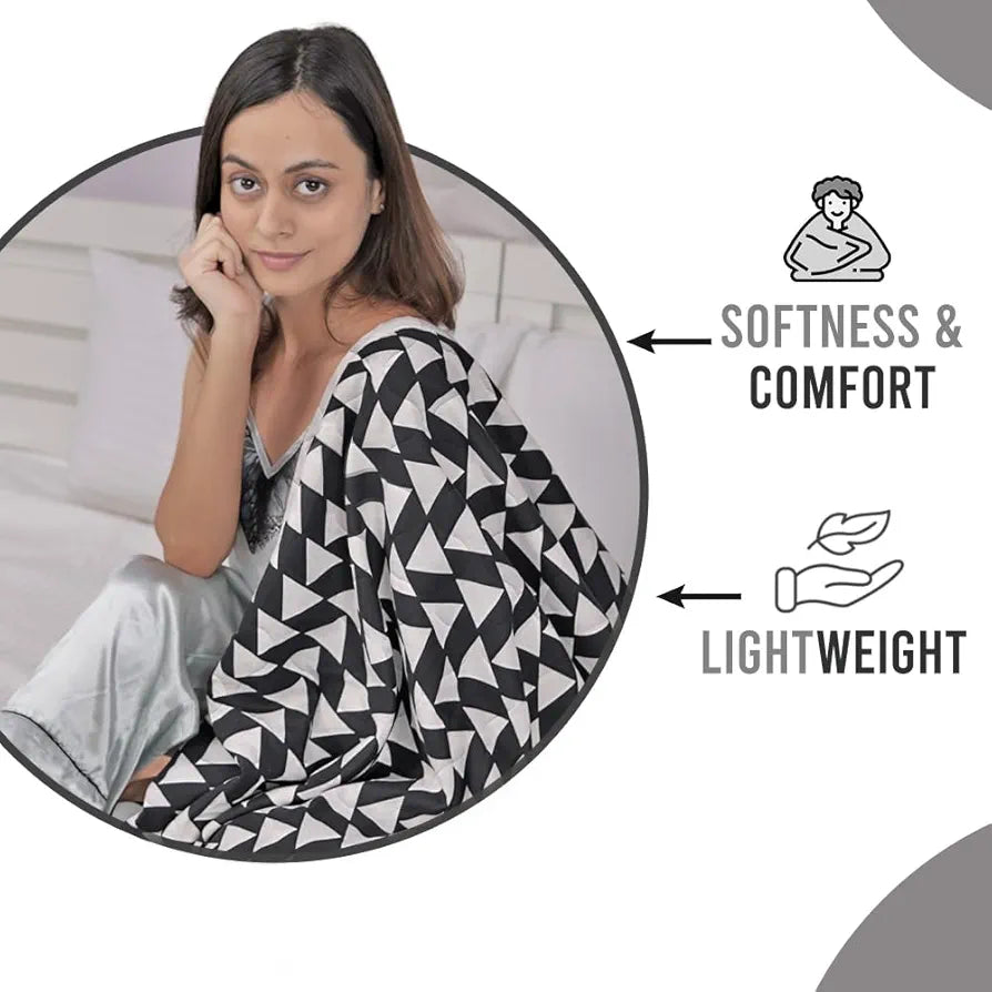 Divine Casa Super Soft Geometric 120 GSM Microfiber Winter Single Bed Size Quilt Comforter - | TC - 120