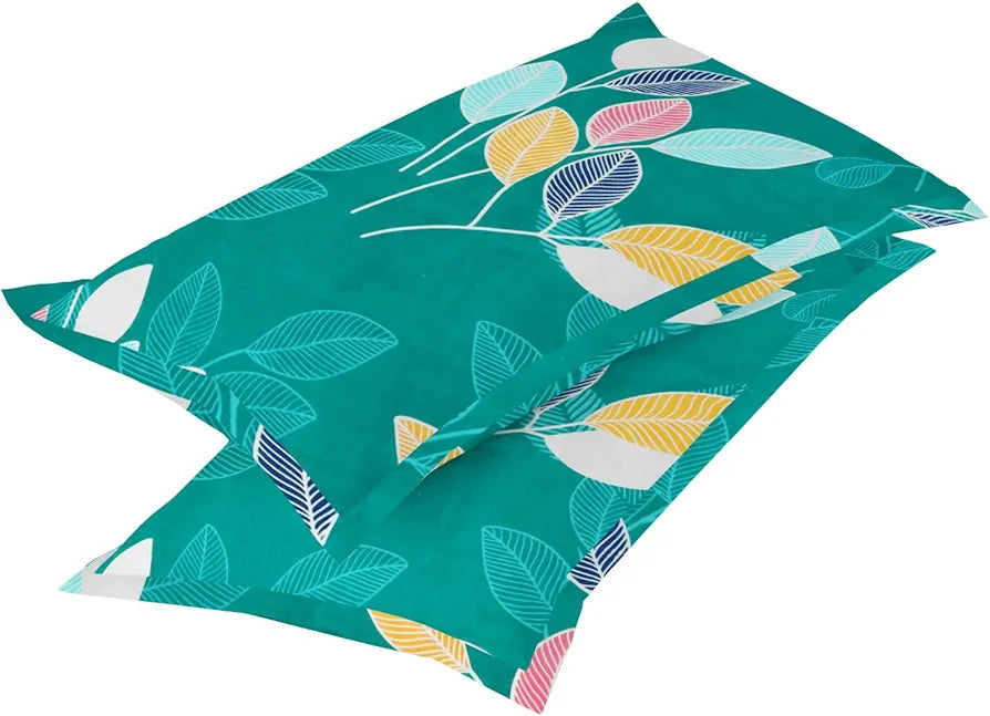 HOMEKART 220 TC Premium Cotton Elastic Fitted Bedsheets with 2 Pillow Covers|Double Bed with Corner Elastic Wrinkelfree Floral Pattren Breathable |Size-72 x 68 + 6 inches |Dark Green & Rust