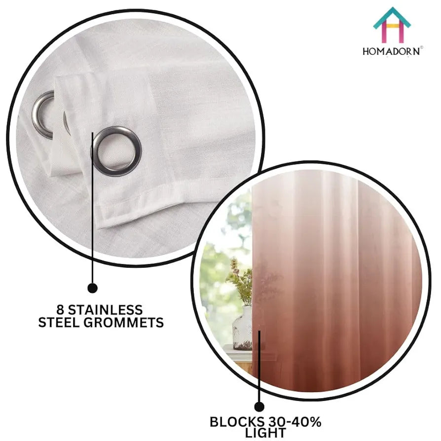 HOMADORN Ombre Printed Linen Textured Sheer Curtains for Living Room, Bedroom, Dining Room, Kitchen, Bathroom 