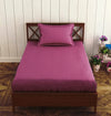 Trance Home Linen 100% Cotton 78x36 inch Single Fitted 200TC Satin Stripe Elastic Fitted Bedsheet with 1 Pillow Covers Colour Rose Pink