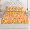 Layers Classic Cotton Bedsheet Set for All Seasons Lightweight Moisture 104 TC Queen Size Yellow, Floral Pattern