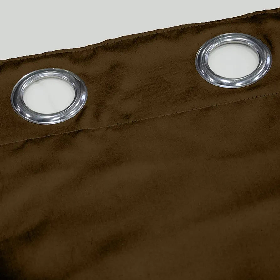 Divine Casa Semi Blackout Door Curtain 7 Feet | Meerkat Brown | Solid Micro Satin Room Darkening Panel with Metal Grommets | 1 Piece