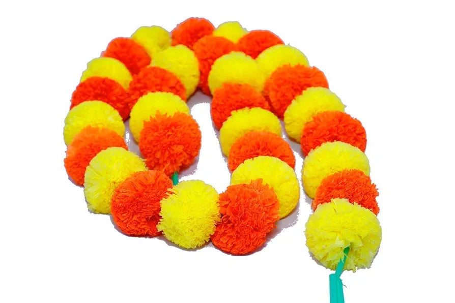 HOME BUY Home Artificial Marigold Genda Flowers Door Hanging Marigold Mala Artificial Flower Garlands for Decoration ,Plastic Mix 3 pcs