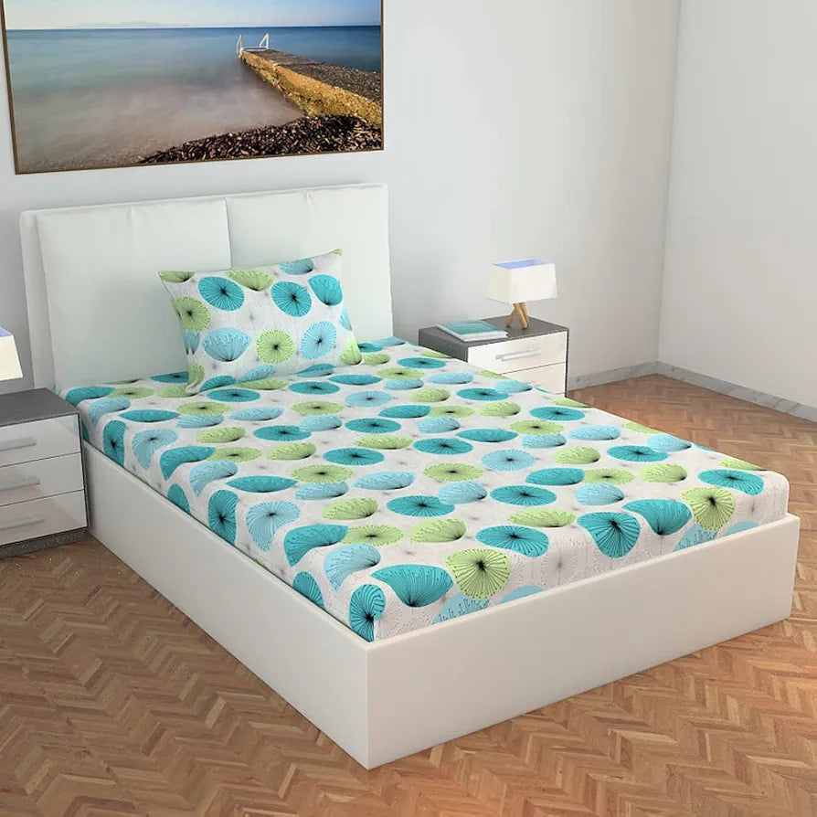 Divine Casa 144 TC 100% Cotton Bedsheet for Single Bed with 1 Pillow Cover 