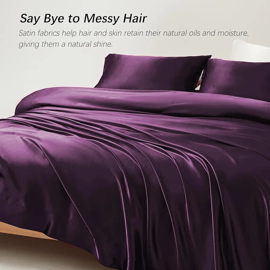 Cloth Fusion Satin Bedsheet for Queen Size Bed, Perfect for Romantic Night, Excellent Gift for All Celebrations, Set of 1 Satin Sheet 90