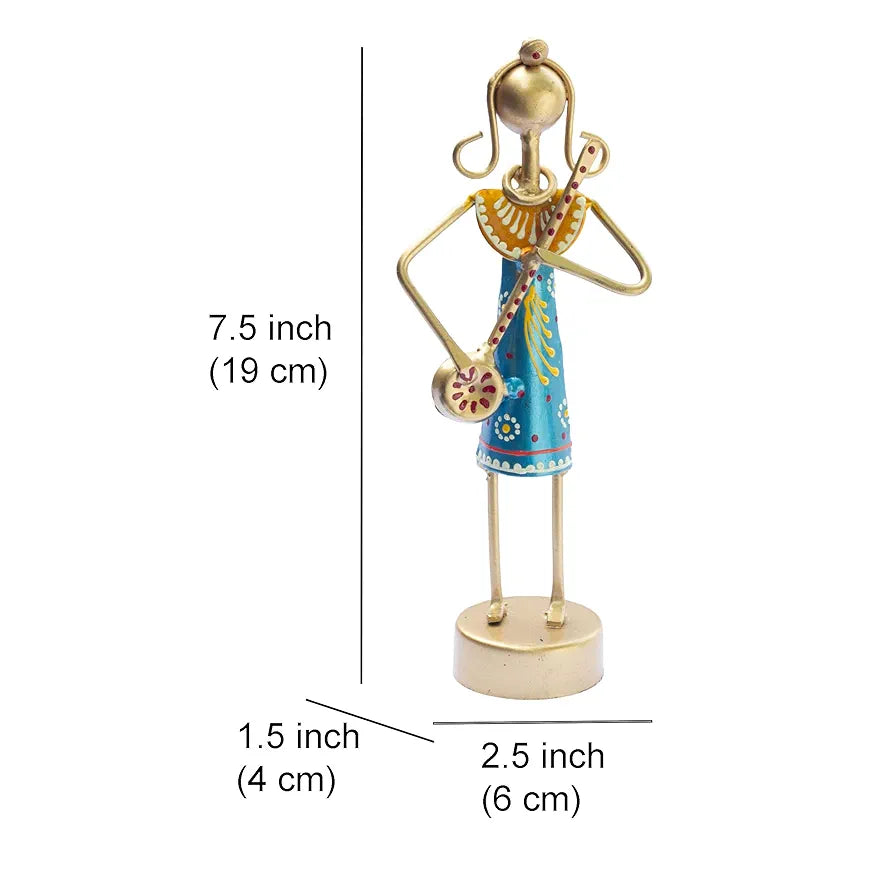 KRAFTSKALA Small Cute 7.5 inch Metal Musician Dolls for Living Room Decor, Tabletop Home Decor Showpiece Item, Housewarming Gift 