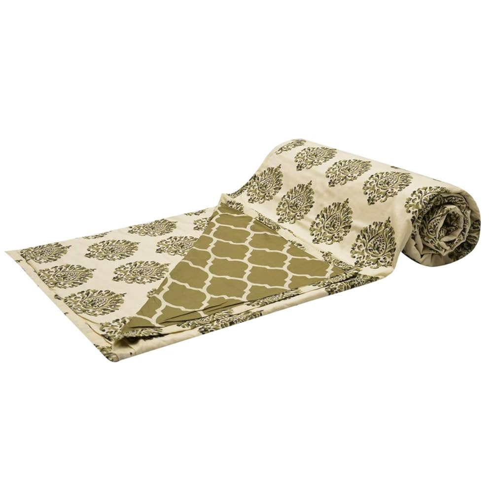 Trance Home Linen 150 GSM Pure Cotton Reversible Dohar Single Bed Size | AC Blanket Comforter | Soft Light-Weight Bed Blanket 