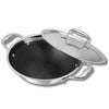 Vinod Sas Pro Platinum Stainless Steel Non Stick Extra Deep Kadai With Lid- 3.3 Litre, 24cm | Hexa Design Triply Kadhai