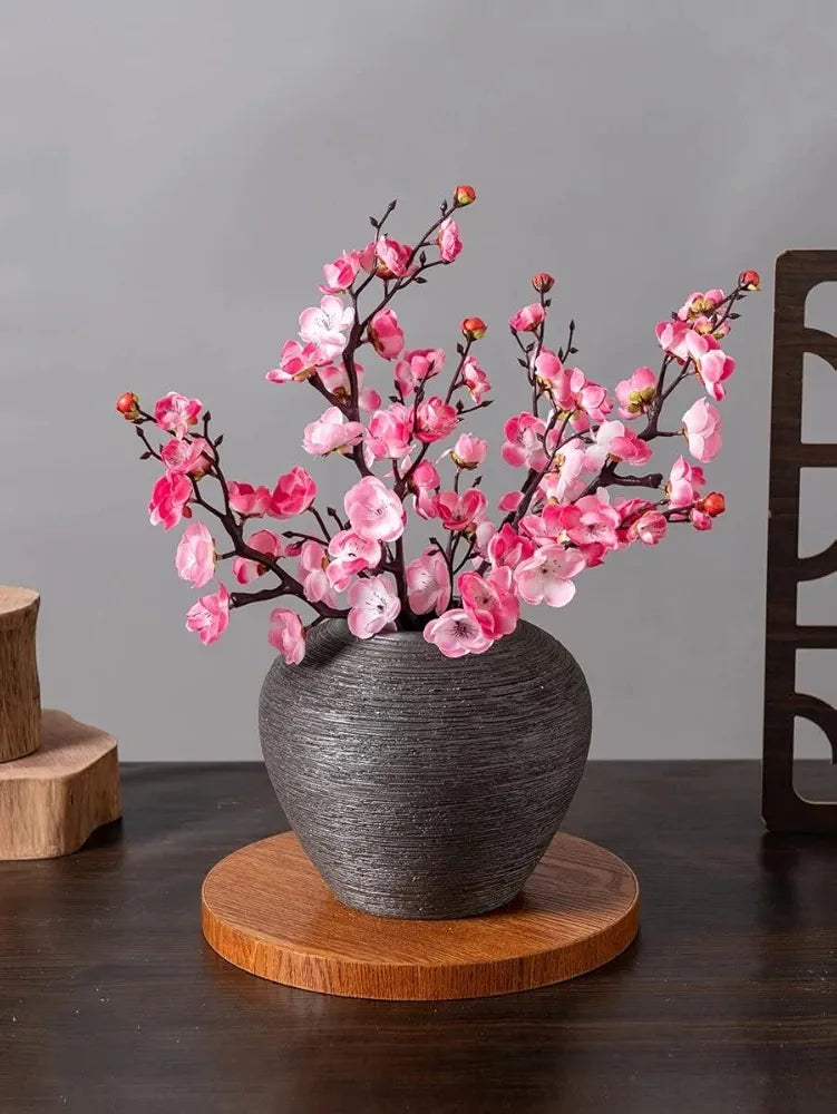 SATYAM KRAFT 3 Sticks Artificial Blossom Flower Bouquet Sticks for Home Decor, Bedroom, Living Room, Table, Balcony, Office, Wedding, Pooja, Anniversary Decorations – Pink 