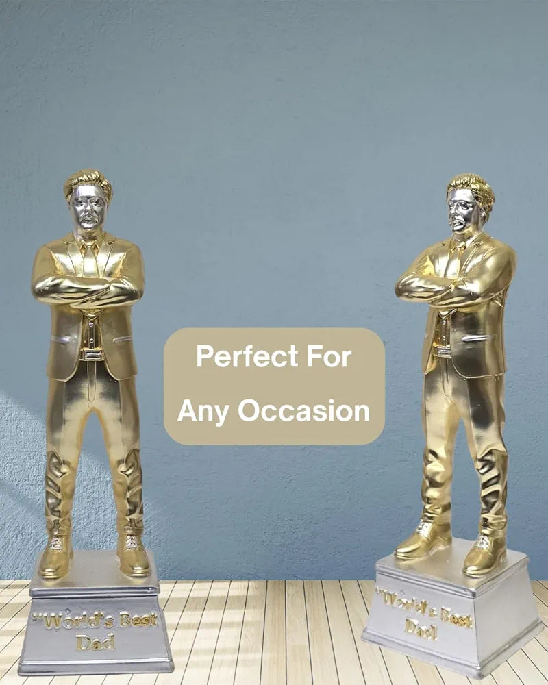 Gold Art India Best Father Figurine Gold & Silver Plated Matte | Trophy for Father | Fathers Birthday | Study Table | Office Desk , 9'' Inch